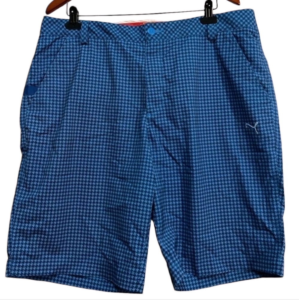 Puma Sport Men's Lifestyle Blue Houndstooth Golf Shorts, Size W38